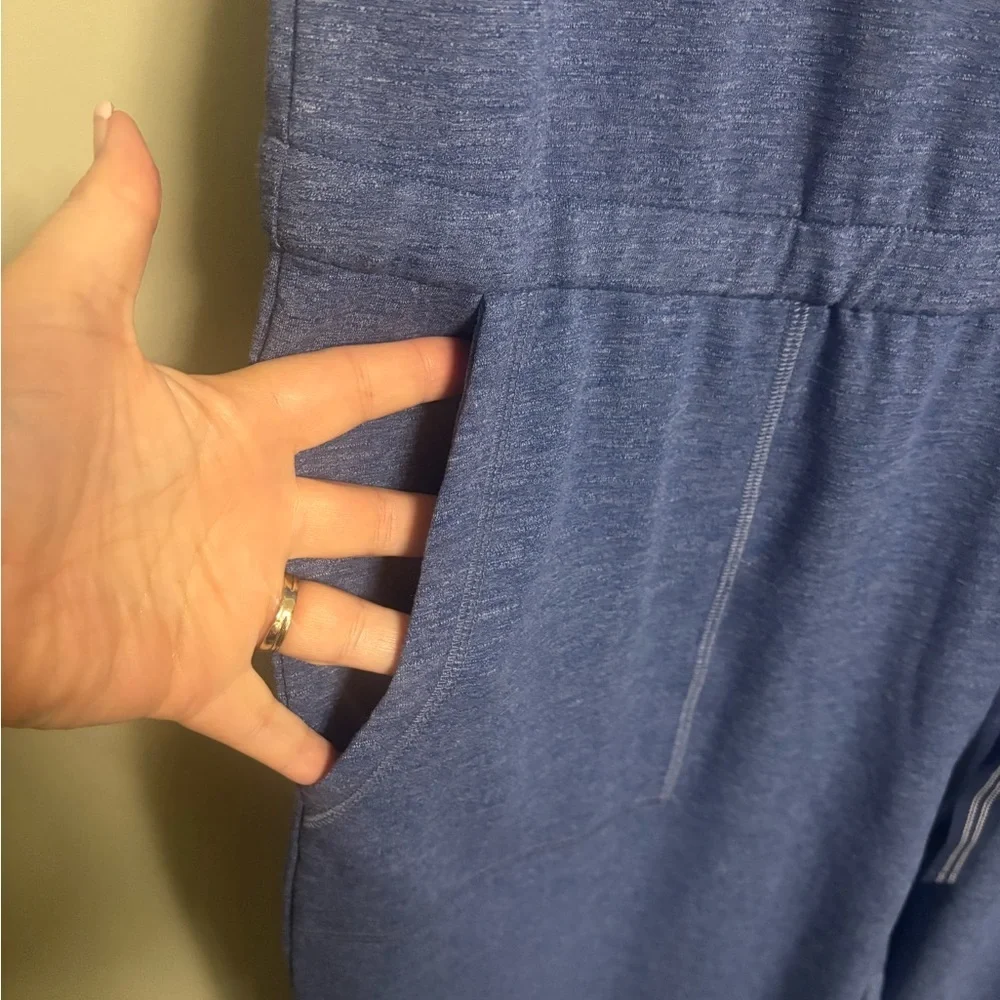 T By Talbots V Neck Sleeveless Romper Size 2X Drawstring Blue Beach Travel Comfy
